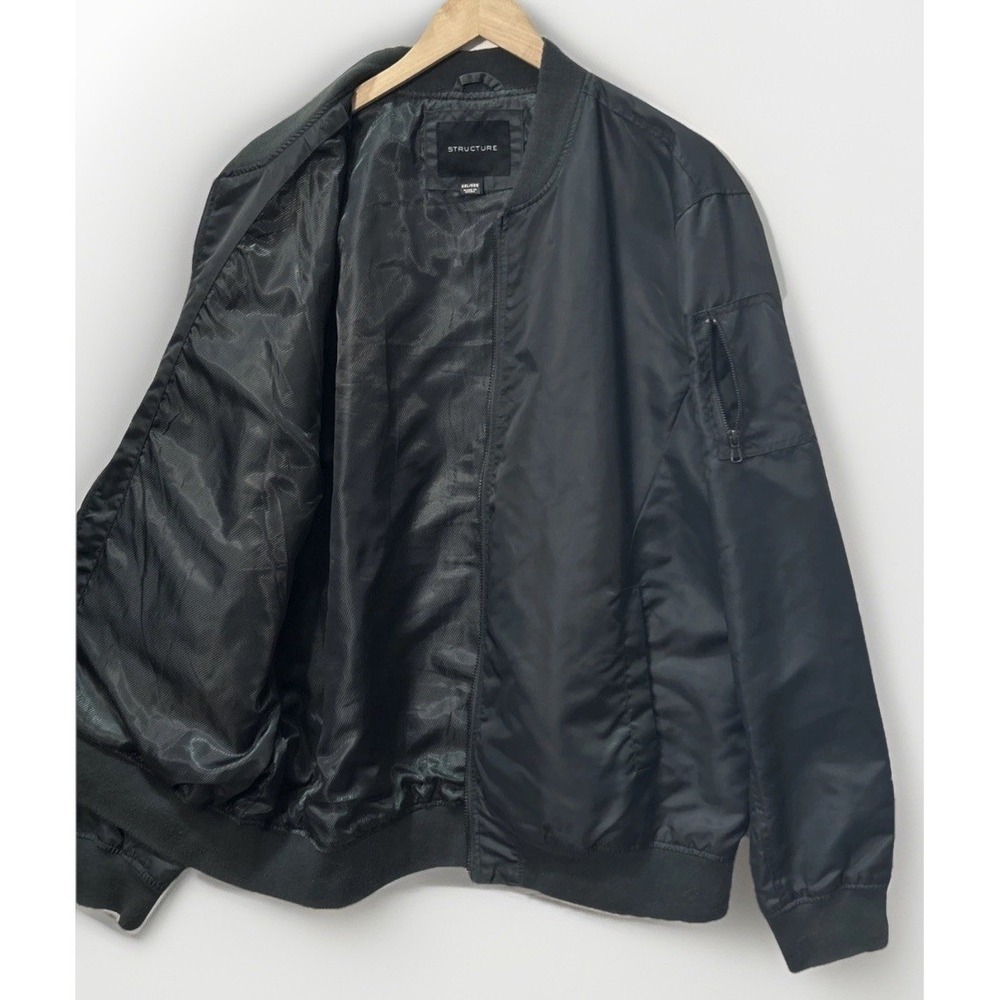 Structure Bomber Jacket Men's XL Gray 100% Nylon Vintage Y2K Full Zip